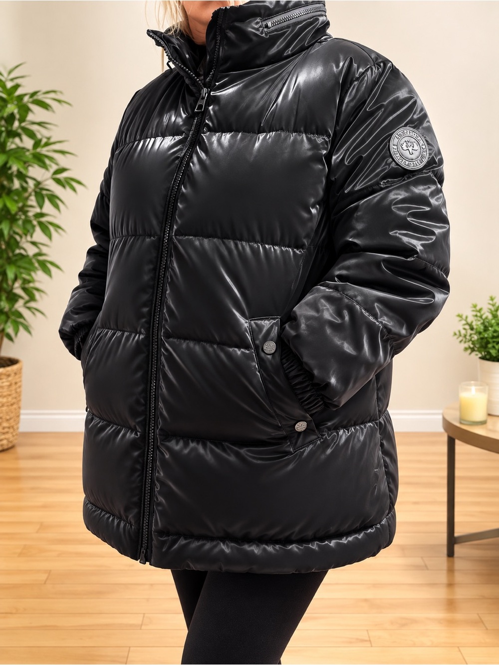 Women's Black Puffer Coat with High Collar..2x.. new from tsc